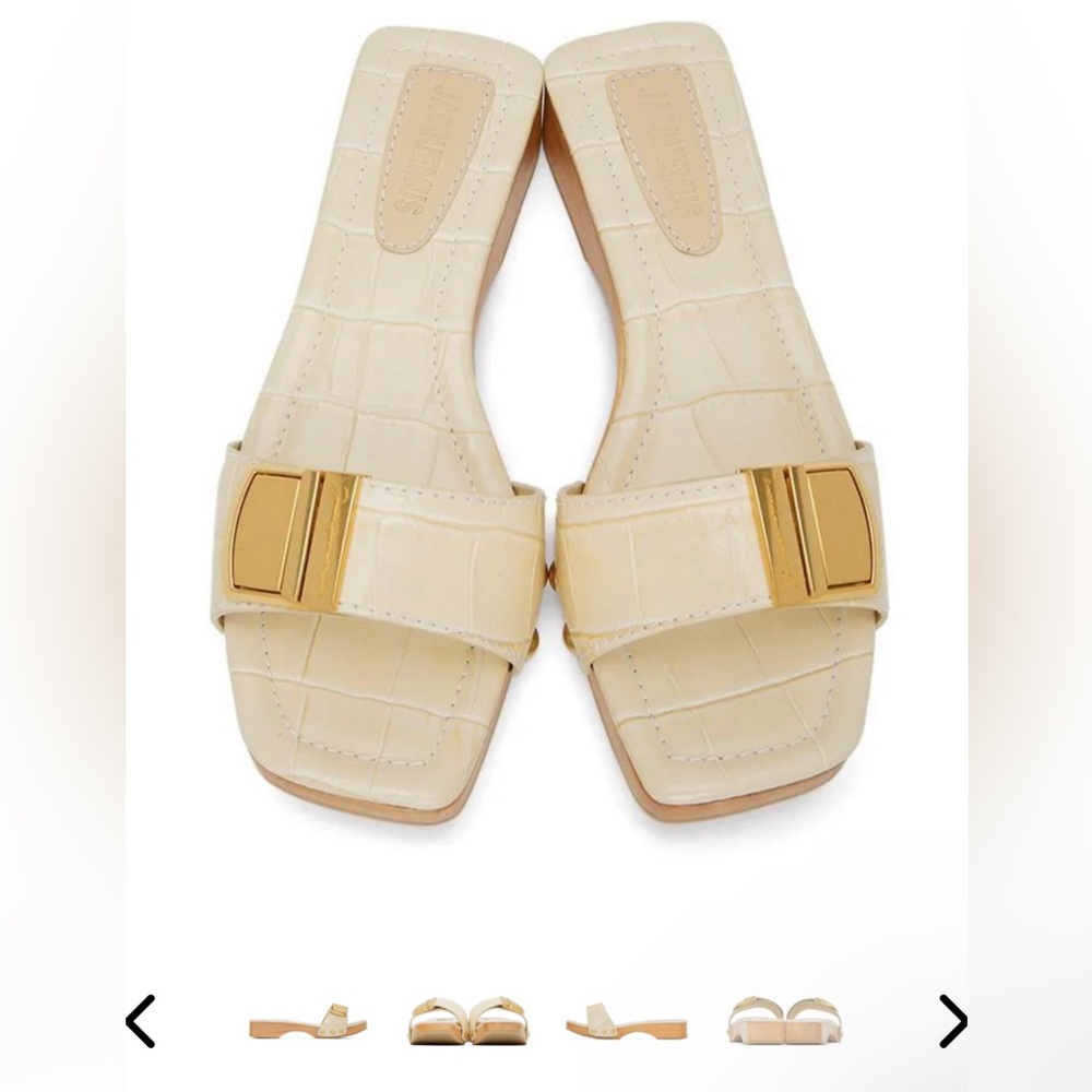 Jacquemus Les Tatanes Buckle Clog Slide Sandals beige croc. Size 37.